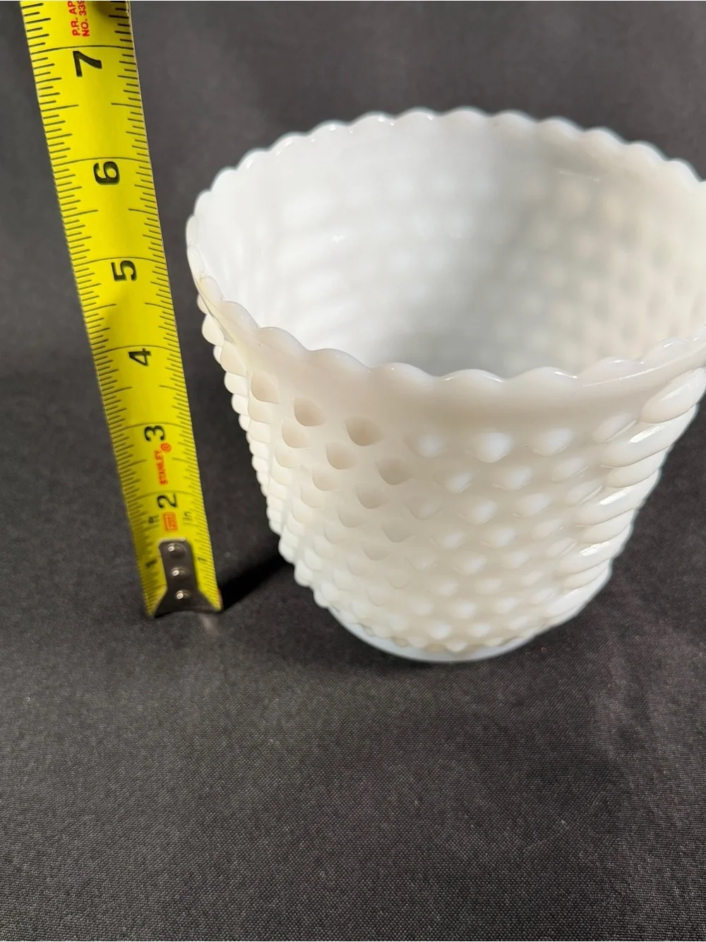 Vintage Fire King Milk Glass Hobnail planter-mid century white flower pot
